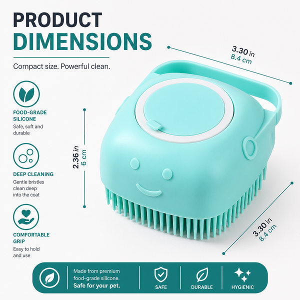 Silicone Pet Bath Brush with Soap Dispenser