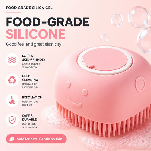 Silicone Pet Bath Brush with Soap Dispenser